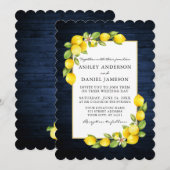 水の色レモン緑のブルーウッド結婚ズ 招待状 (正面/裏面)