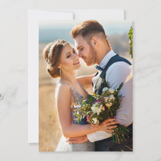 水の色レモン緑の写真の金ゴールドフレーム セーブザデート (裏面)