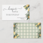 水の色レモン緑の格子模様ベビーシャワー エンクロージャーカード (正面/裏面)