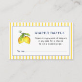 水の色レモン赤ちゃんシャワーおむつラッフル エンクロージャーカード (正面)