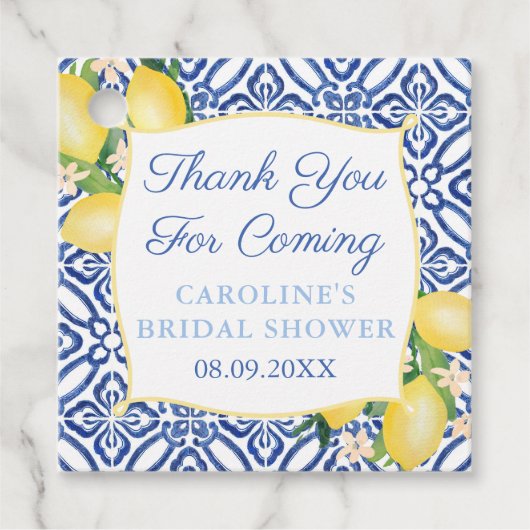 水の色レモン青いアマルフィのタイルありがとう フェイバータグ (正面)