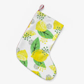 水の色レモン:実りあるシームレスなデザイン スモールクリスマスストッキング (正面 (吊り時))