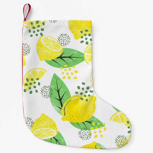 水の色レモン:実りあるシームレスなデザイン スモールクリスマスストッキング (正面)