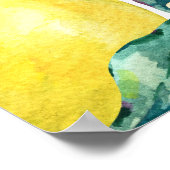 水の色レモン、新鮮な柑橘系の枝。 ポスター (角)