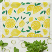 水の色レモン – 黄色と緑 キッチンタオル (折り畳み)