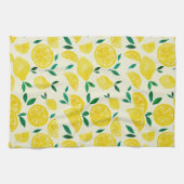 水の色レモン – 黄色と緑 キッチンタオル (横)