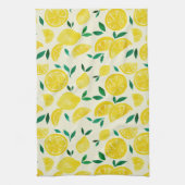 水の色レモン – 黄色と緑 キッチンタオル (縦)