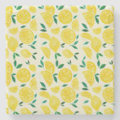 水の色レモン – 黄色と緑 ストーンコースター (正面)
