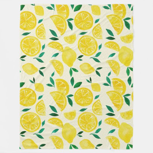 水の色レモン – 黄色と緑 フリースブランケット (正面)