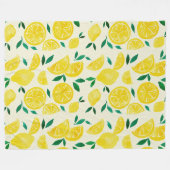 水の色レモン – 黄色と緑 フリースブランケット (正面(横))