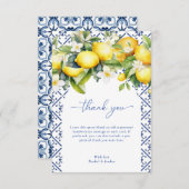 水の色レモ地中海のンイタリアン結婚ズ サンキューカード (正面/裏面)