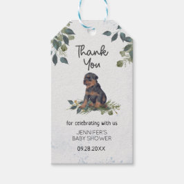 水の色ロットワイラー子犬の赤ちゃんシャワーありがとう ギフトタグ