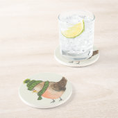 水の色ロビンに緑の帽子とスカーフ コースター (側面)