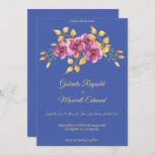 水の色ロマンチックな光の蘭のフローラ結婚 招待状 (正面/裏面)