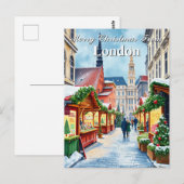 水の色ロンドンUKクリスマスマーケットヴィンテージ ポストカード (正面/裏面)