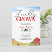 水の色ローカルで栽培された農家市場ベビーシャワー 招待状 (スタンド正面)