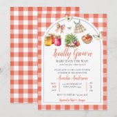 水の色ローカルで栽培された農家市場ベビーシャワー 招待状 (正面/裏面)