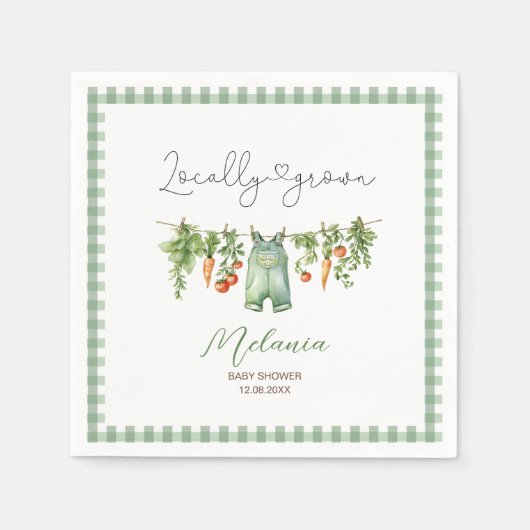 水の色ローカルで育った赤ちゃんシャワー紙プラット スタンダードカクテルナプキン (正面)