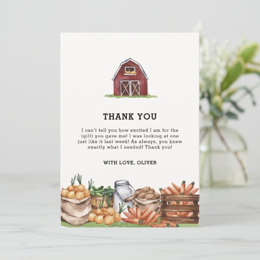 水の色ローカルで育った野菜ベビーシャワー サンキューカード (スタンド正面)