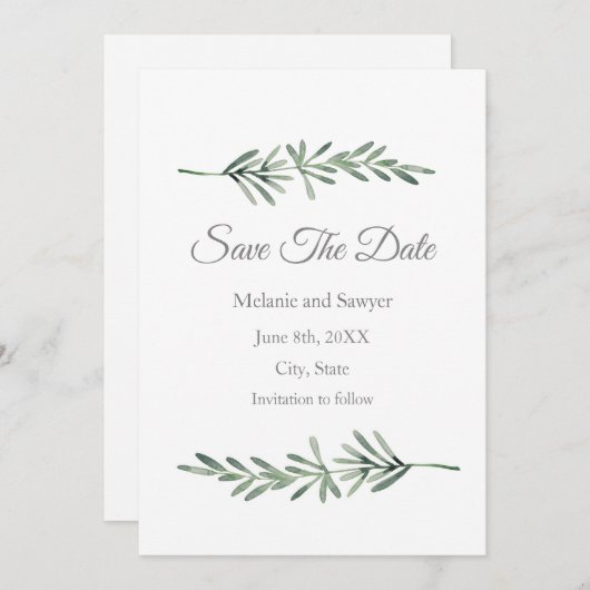 水の色ローズマリー日付を保存 セーブザデート (正面/裏面)