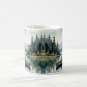 水の色ワイルダネス魚釣りレイクインボート コーヒーマグカップ (中央)