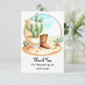 水の色ワイルドウエストボーイベビーシャワー サンキューカード (スタンド正面)