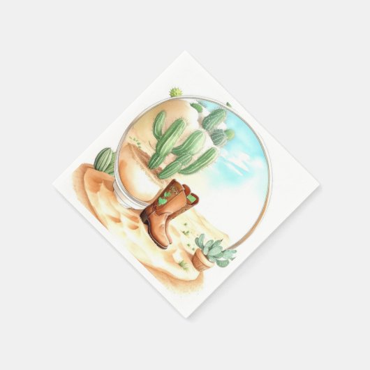 水の色ワイルドウエストボーイベビーシャワー スタンダードカクテルナプキン (角)