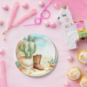 水の色ワイルドウエストボーイベビーシャワー ペーパープレート (パーティー)