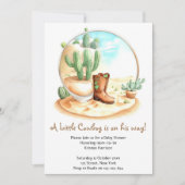 水の色ワイルドウエストボーイベビーシャワー 招待状 (正面)