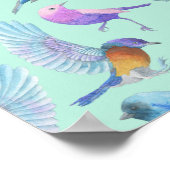 水の色ワイルドエキゾチック鳥パターンイベント歓迎 ポスター (角)