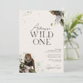 水の色ワイルドサファリエレガントライオン1st誕生日 招待状 (スタンド正面)