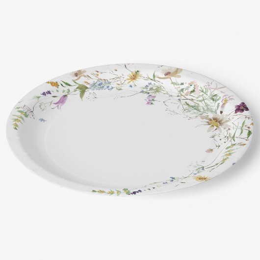 水の色ワイルドファイアブライダルシャワー ペーパープレート (アングル)