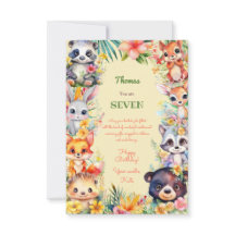 水の色ワイルドフォレスト動物の子供のハッピーバースデー