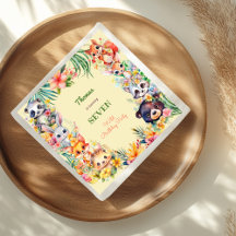 水の色ワイルドフォレスト動物子供の誕生日