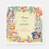 水の色ワイルドフォレスト動物子供の誕生日 スタンダードランチョンナプキン (正面)