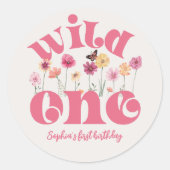 水の色ワイルドフラワーありがとうステッカー ラウンドシール (正面)