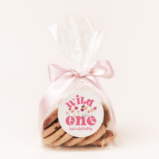 水の色ワイルドフラワーありがとうステッカー ラウンドシール