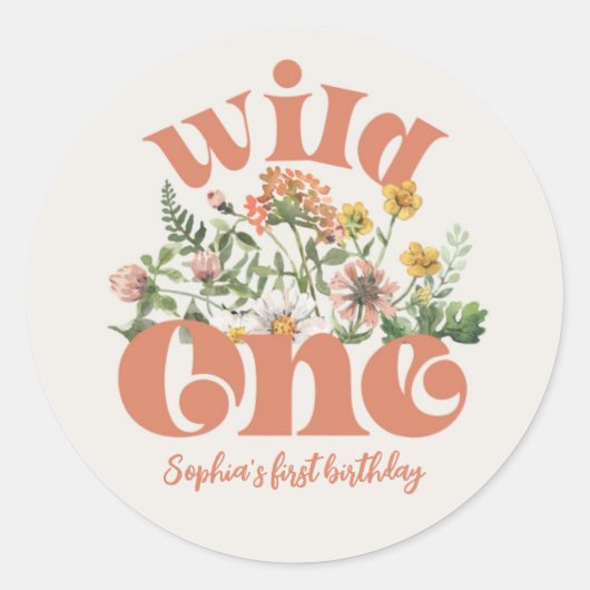 水の色ワイルドフラワーありがとうステッカー ラウンドシール (正面)