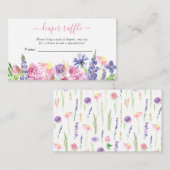 水の色ワイルドフラワーおむつラッフルベビーシャワー エンクロージャーカード (正面/裏面)