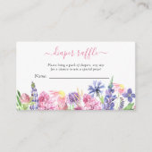 水の色ワイルドフラワーおむつラッフルベビーシャワー エンクロージャーカード (正面)