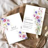 水の色ワイルドフラワーお洒落エレガントな結婚式 招待状