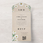 水の色ワイルドフラワーのデイジー結婚すべて オールインワン招待状 (内側)