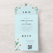 水の色ワイルドフラワーのデイジー結婚すべて オールインワン招待状 (内側)