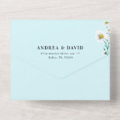 水の色ワイルドフラワーのデイジー結婚すべて オールインワン招待状 (裏面)