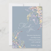 水の色ワイルドフラワーほこりっぽい青い赤ちゃんシャワー サンキューカード (正面)