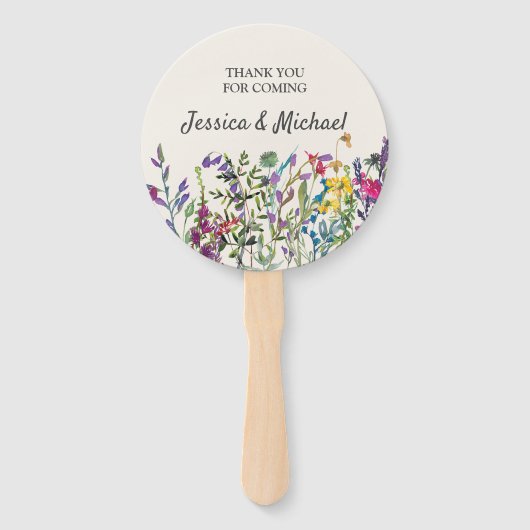 水の色ワイルドフラワーアウトドア結婚の花婿 ハンドファン (裏面)