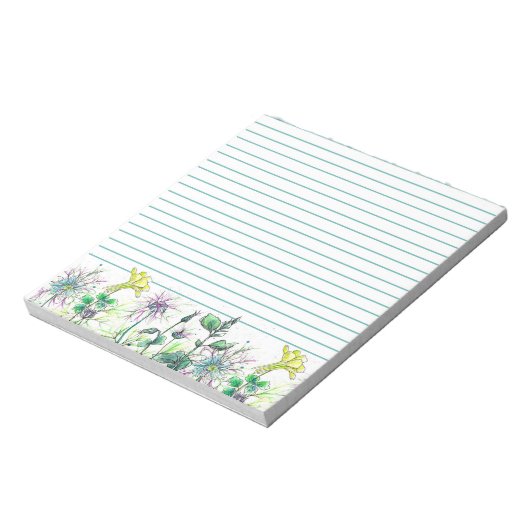 水の色ワイルドフラワーイエローオダマキ(植物)植物学 ノートパッド (回転)