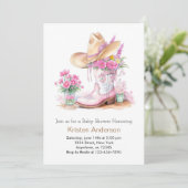 水の色ワイルドフラワーウェスタンベビーシャワー 招待状 (スタンド正面)