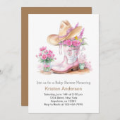 水の色ワイルドフラワーウェスタンベビーシャワー 招待状 (正面/裏面)