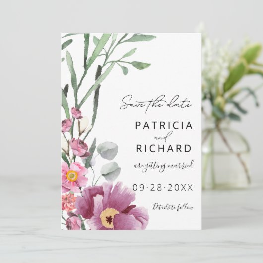 水の色ワイルドフラワーウェディング日付を保存 (スタンド正面)